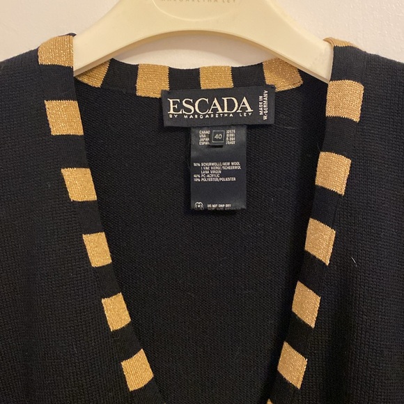 Escada Navy Cardigan with Gold Accents - Picture 2 of 4